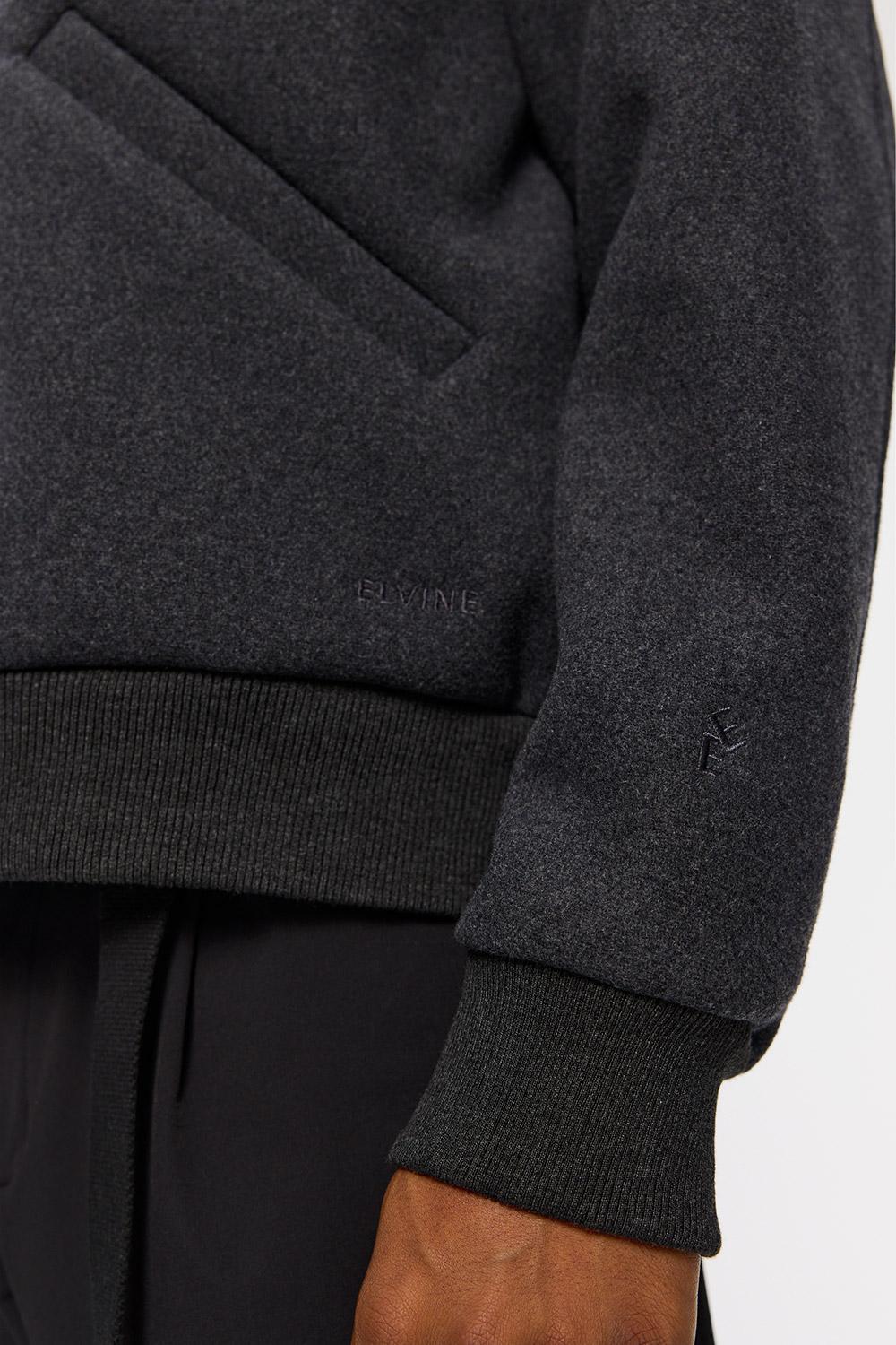 Elvine Ylve Wool Jacket Dark Grey Melange Herren Bomberjacke grau
